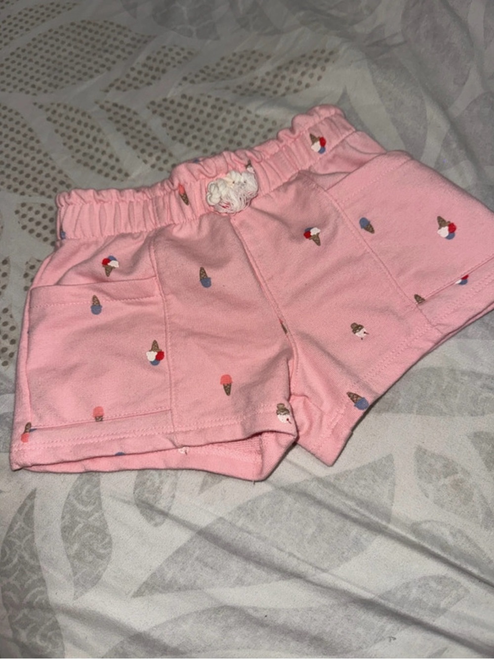 Carter's Pink Knit Shorts with Ice Cream Dot Print
